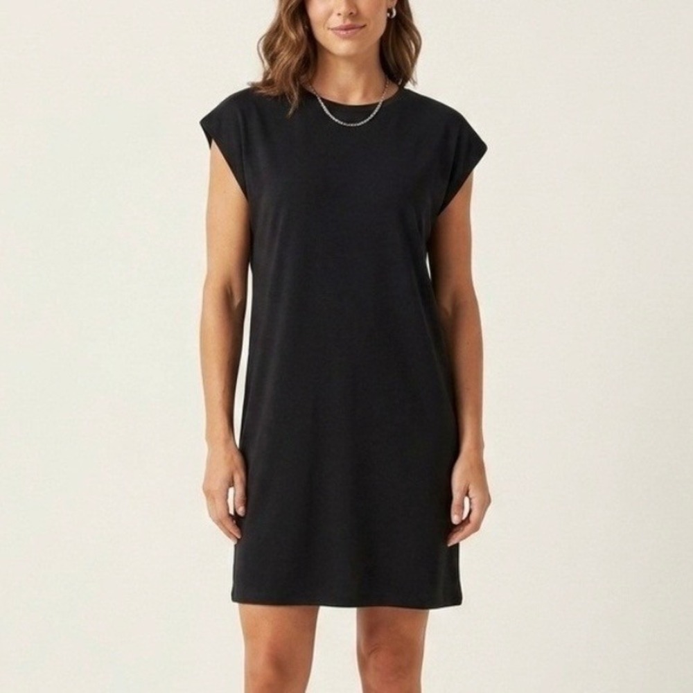 Anine Bing Tanner Sleeveless Organic Cotton Dress Cuffed Sleeves Black Size XS